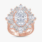 6.15 CTW Lab Grown Diamond Oval & Tapered Baguette Halo Ring