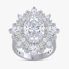 6.15 CTW Lab Grown Diamond Oval & Tapered Baguette Halo Ring