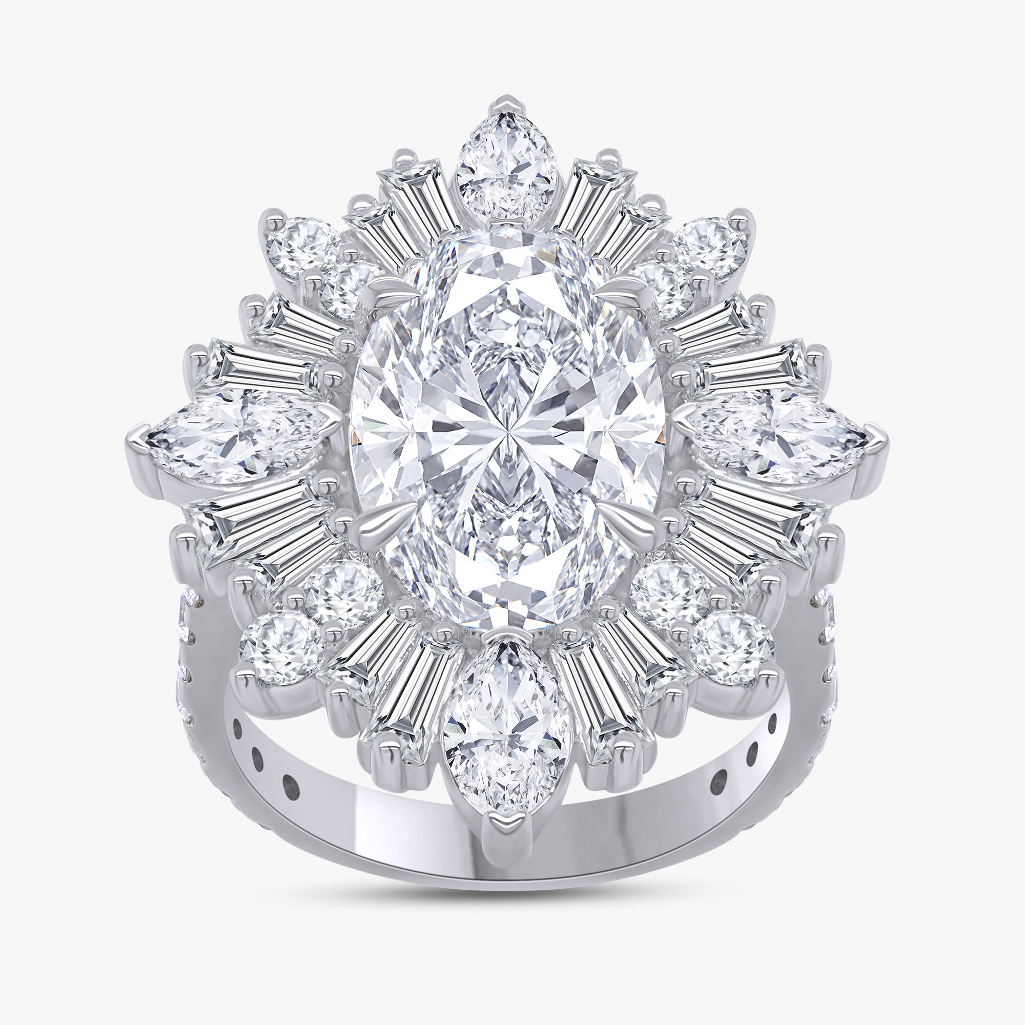 2.64 CTW Lab Grown Diamond Oval & Marquise Cluster Ring