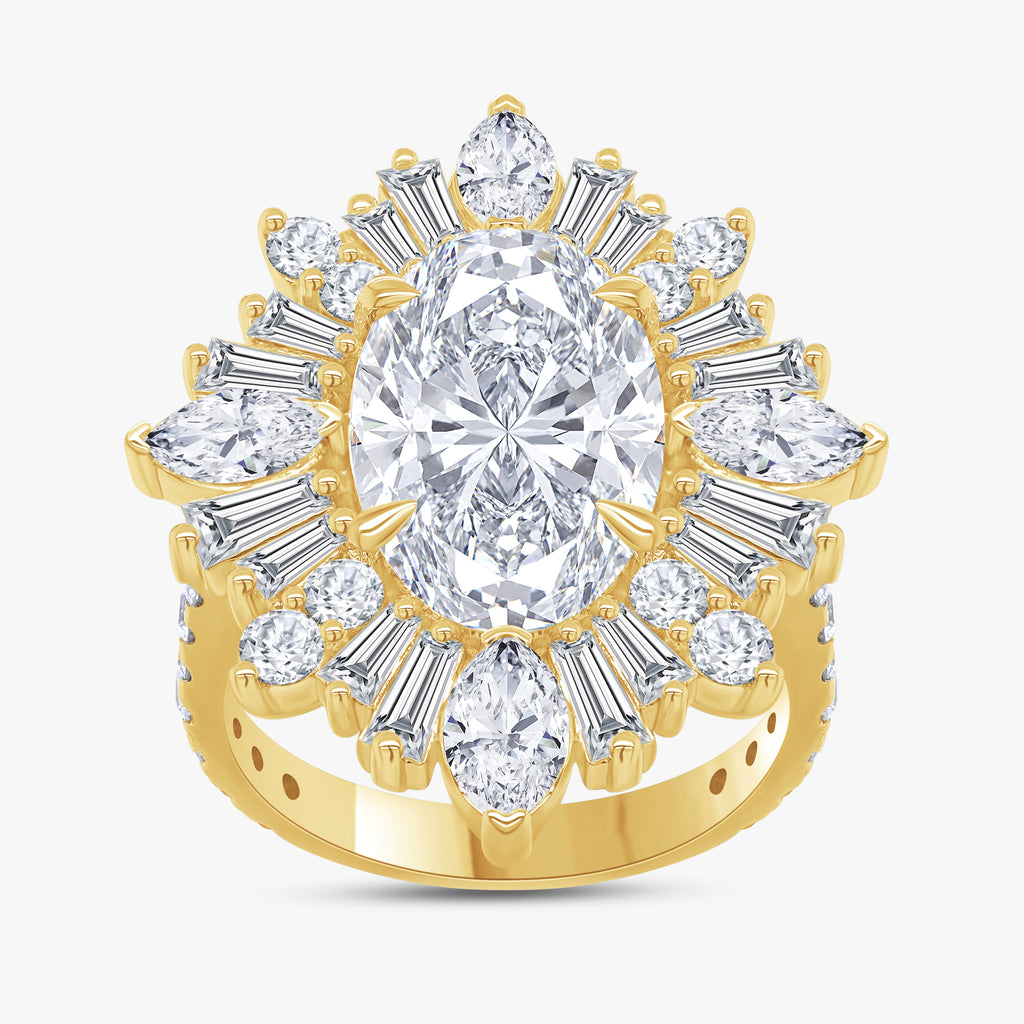 6.15 CTW Lab Grown Diamond Oval & Tapered Baguette Halo Ring