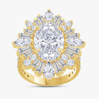 6.15 CTW Lab Grown Diamond Oval & Tapered Baguette Halo Ring
