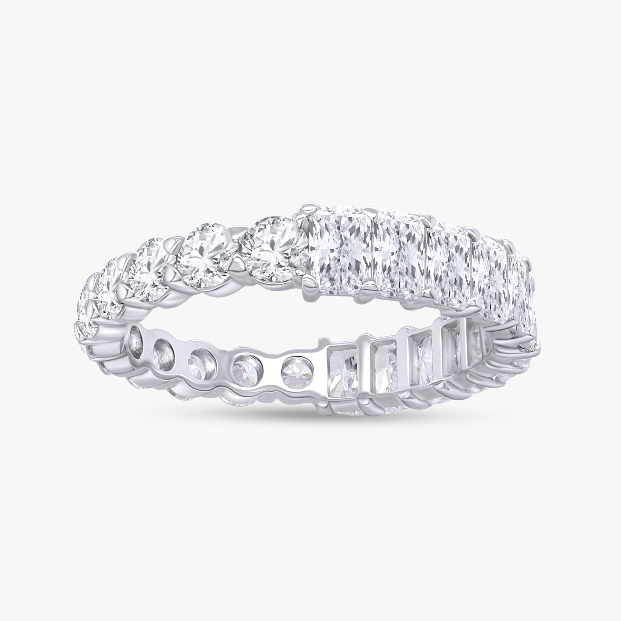 3.00 Carat Radiant and Round Cut Lab Grown Diamond Eternity Band Ring