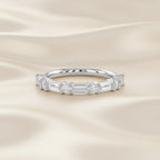 0.60 Carat Baguette and Round Cut Lab Grown Diamond Half Eternity Band Ring