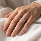 0.60 Carat Baguette and Round Cut Lab Grown Diamond Half Eternity Band Ring