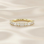 0.60 Carat Baguette and Round Cut Lab Grown Diamond Half Eternity Band Ring