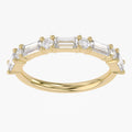 0.60 Carat Baguette and Round Cut Lab Grown Diamond Half Eternity Band Ring