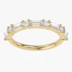 0.60 Carat Baguette and Round Cut Lab Grown Diamond Half Eternity Band Ring