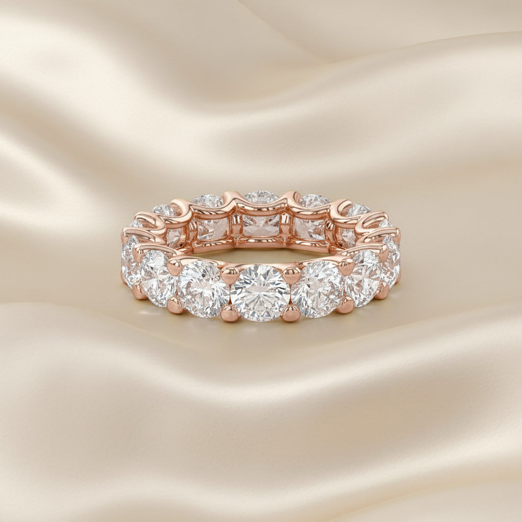 5.30 Carat Round Cut Lab Grown Diamond Full Eternity Band Ring