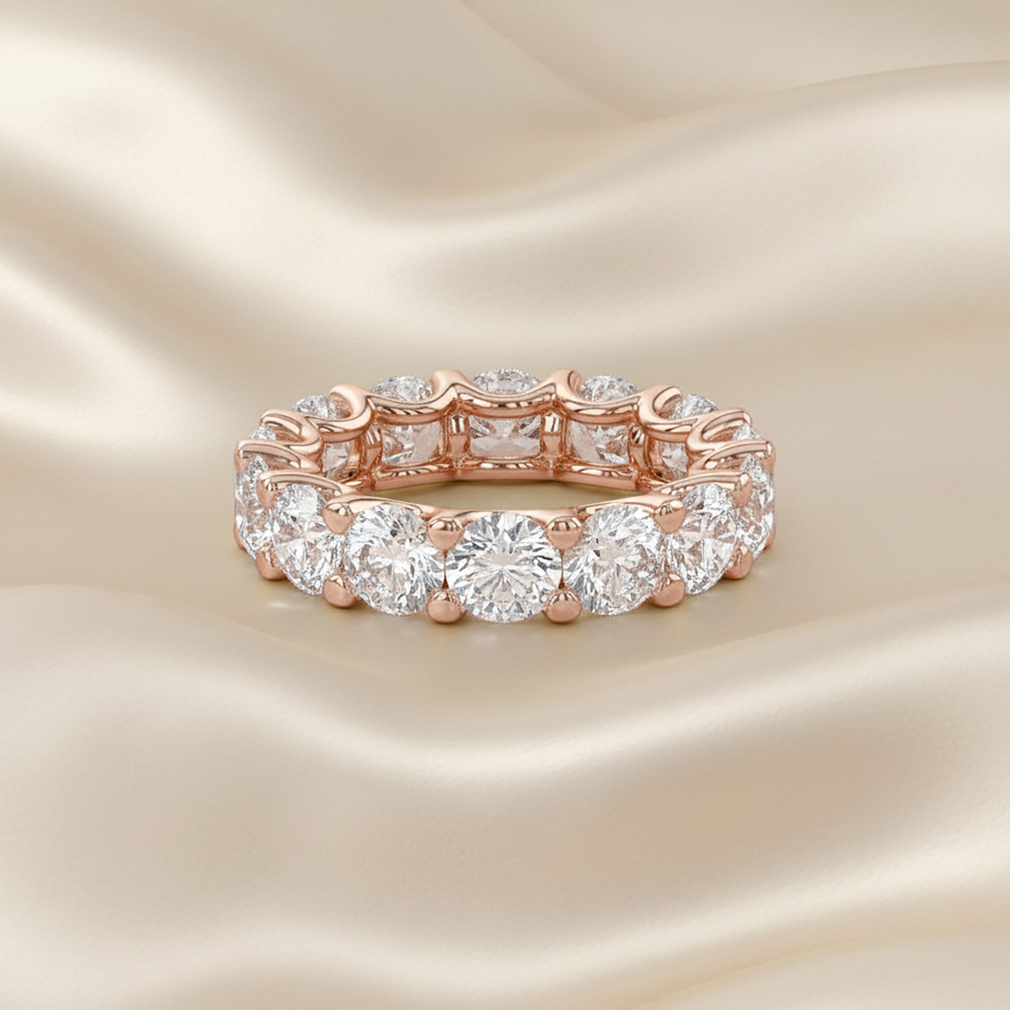 5.30 Carat Round Cut Lab Grown Diamond Full Eternity Band Ring