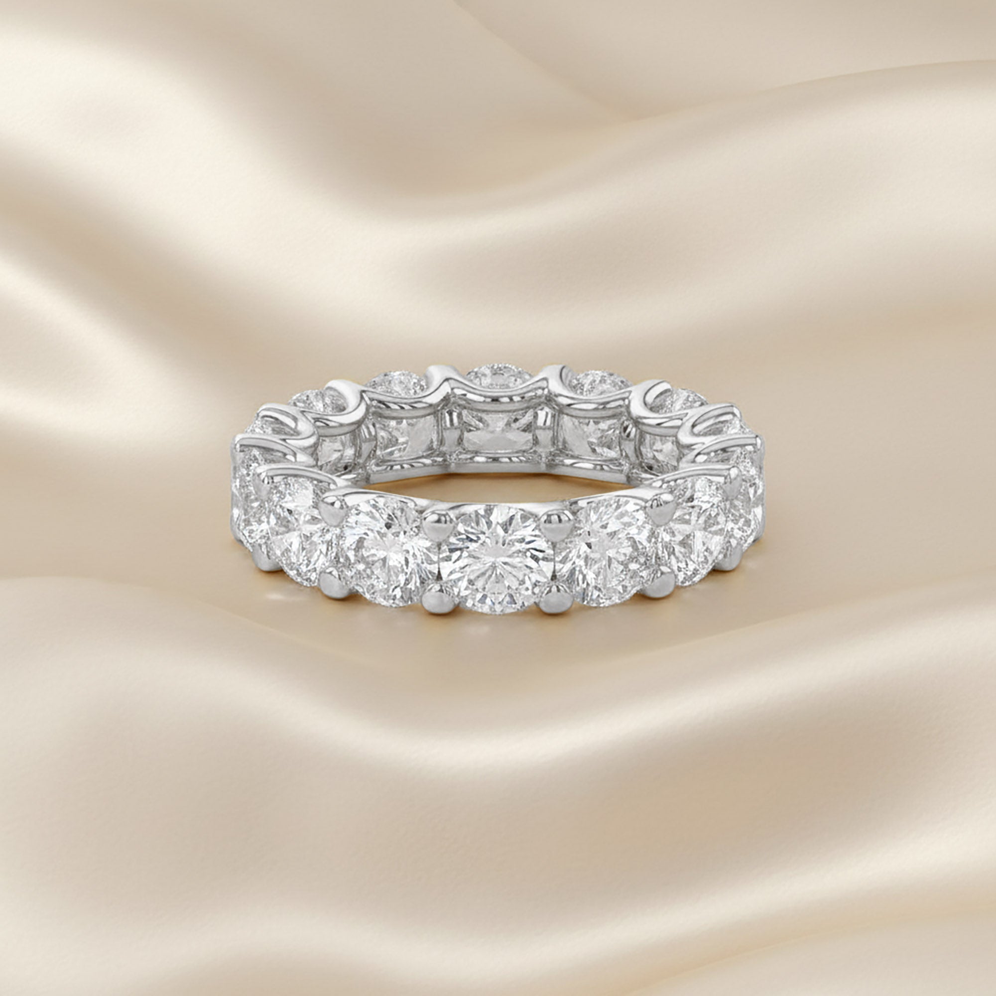 5.30 Carat Round Cut Lab Grown Diamond Full Eternity Band Ring
