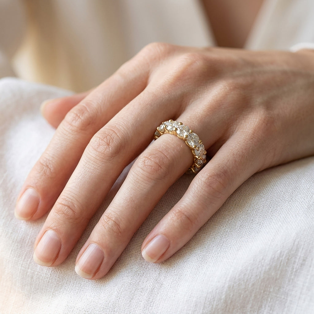 5.30 Carat Round Cut Lab Grown Diamond Full Eternity Band Ring