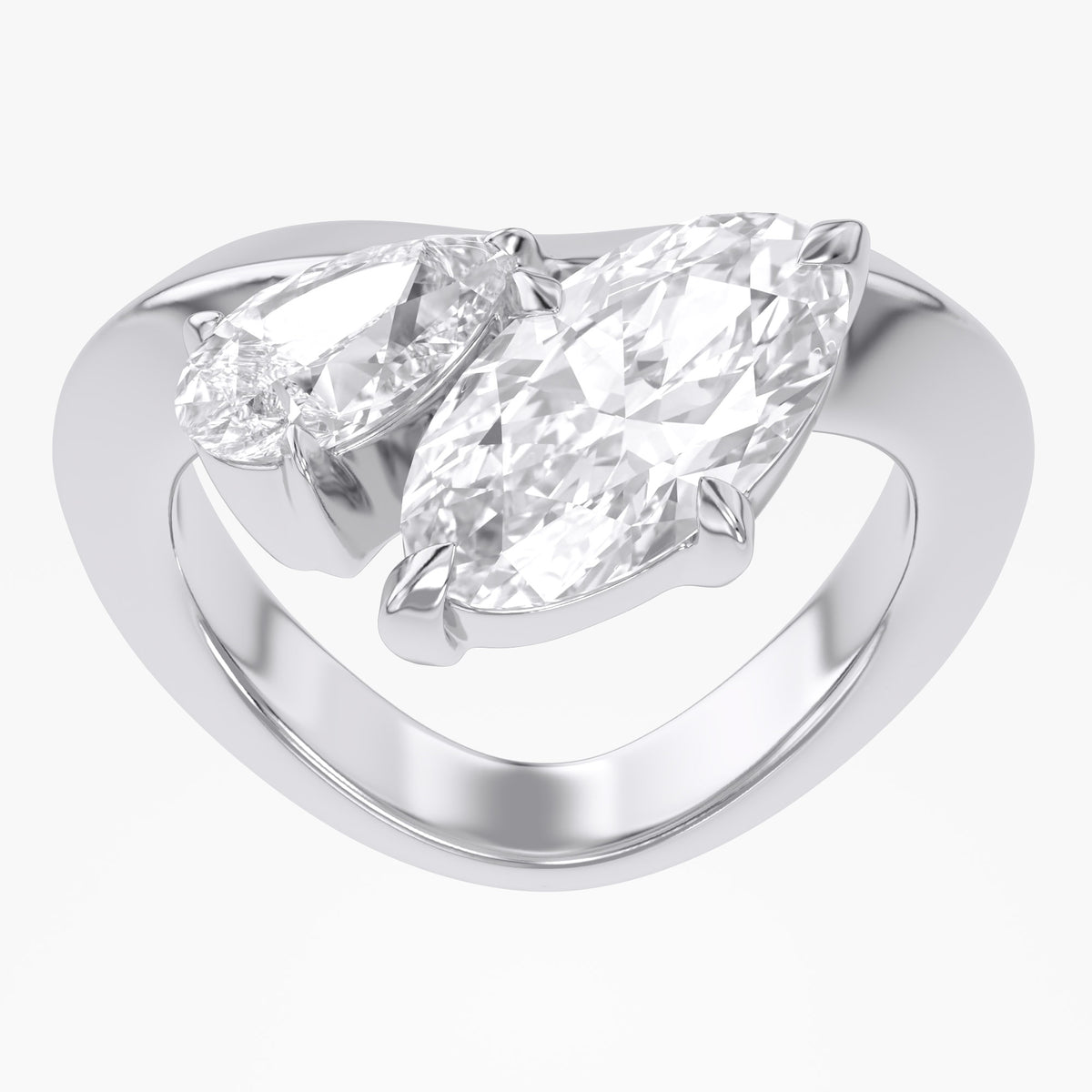 3.50 CTW Toi Et Moi Ring – Oval & Pear Lab Grown Diamond