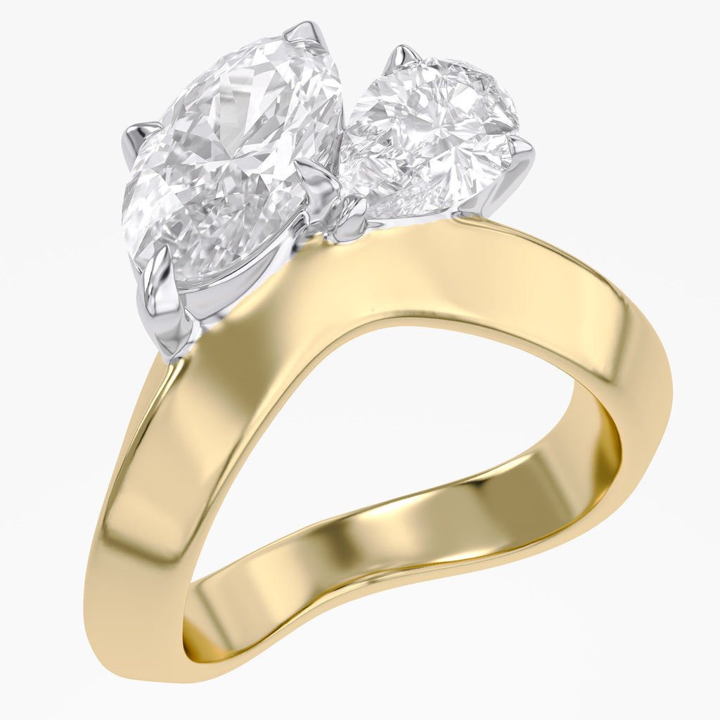 3.50 CTW Toi Et Moi Ring – Oval & Pear Lab Grown Diamond