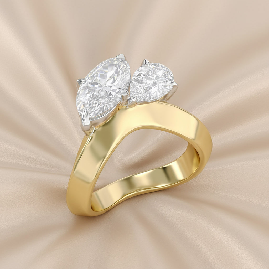 3.50 CTW Toi Et Moi Ring – Oval & Pear Lab Grown Diamond