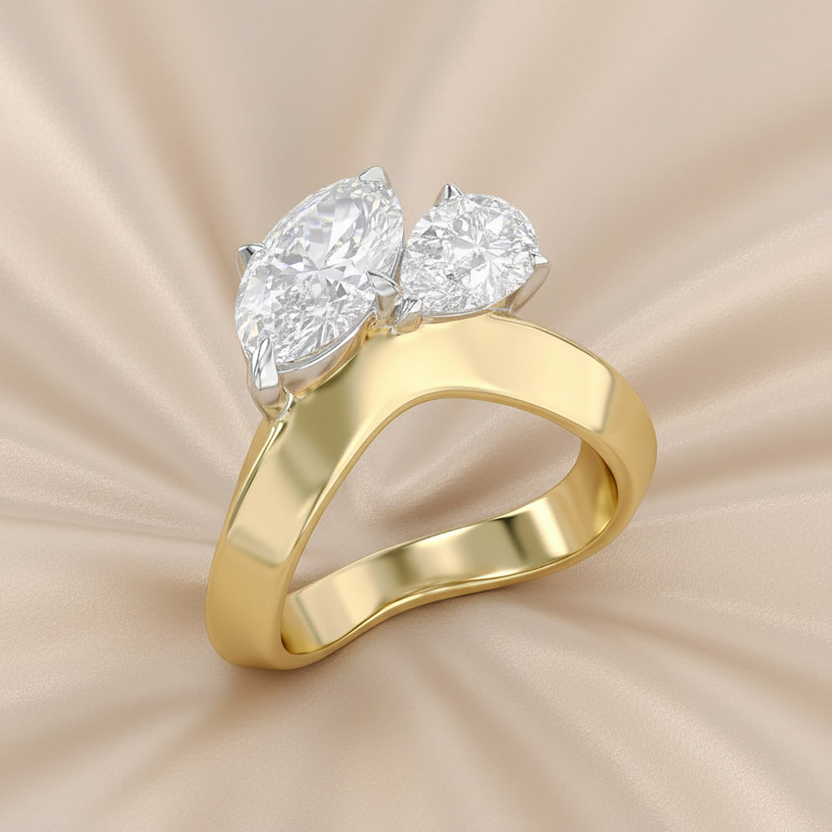 3.50 CTW Toi Et Moi Ring – Oval & Pear Lab Grown Diamond