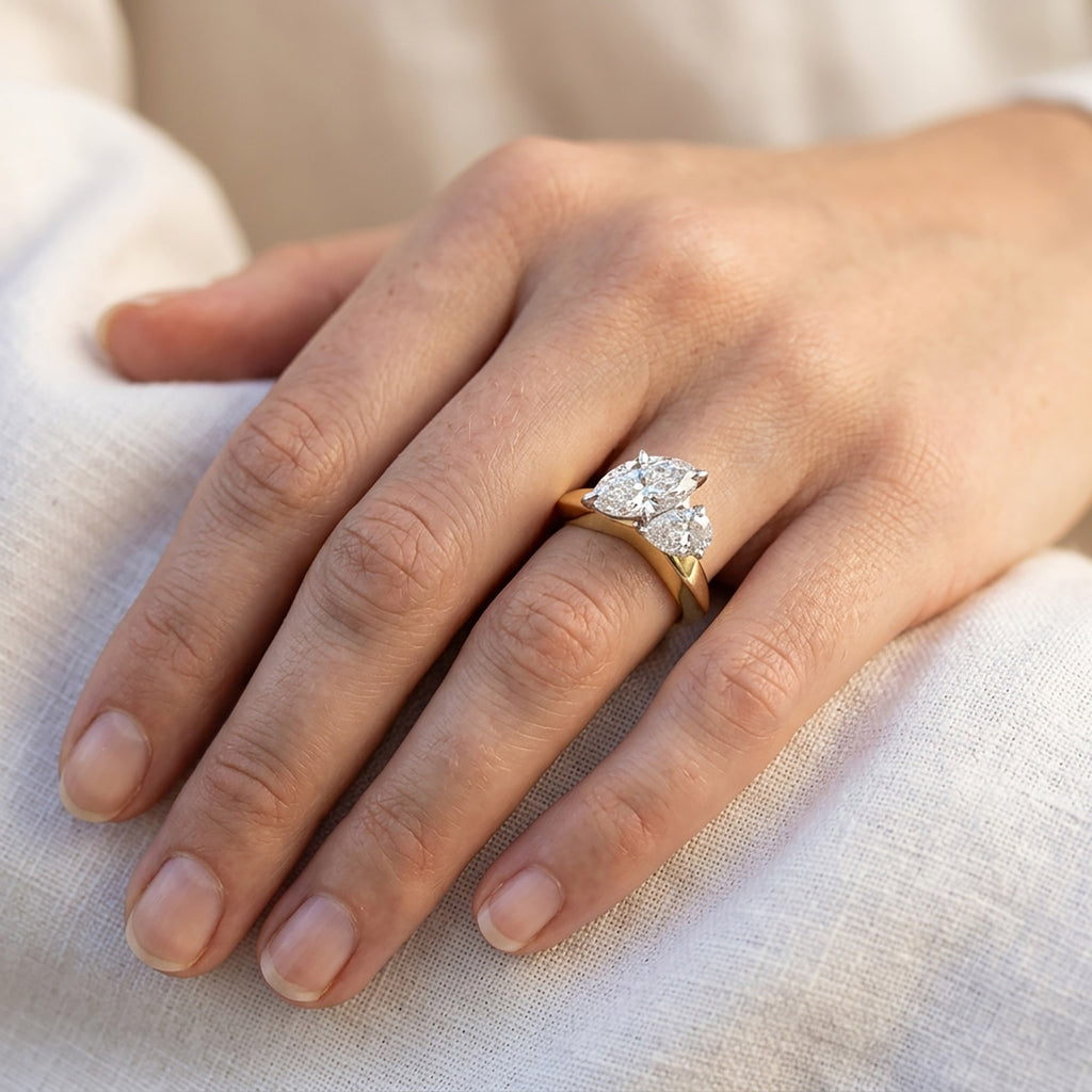 3.50 CTW Toi Et Moi Ring – Oval & Pear Lab Grown Diamond