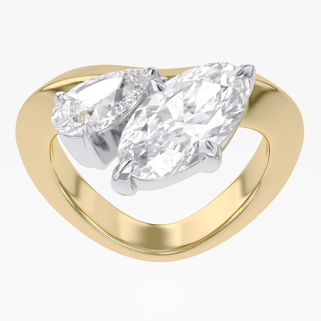 3.50 CTW Toi Et Moi Ring – Oval & Pear Lab Grown Diamond