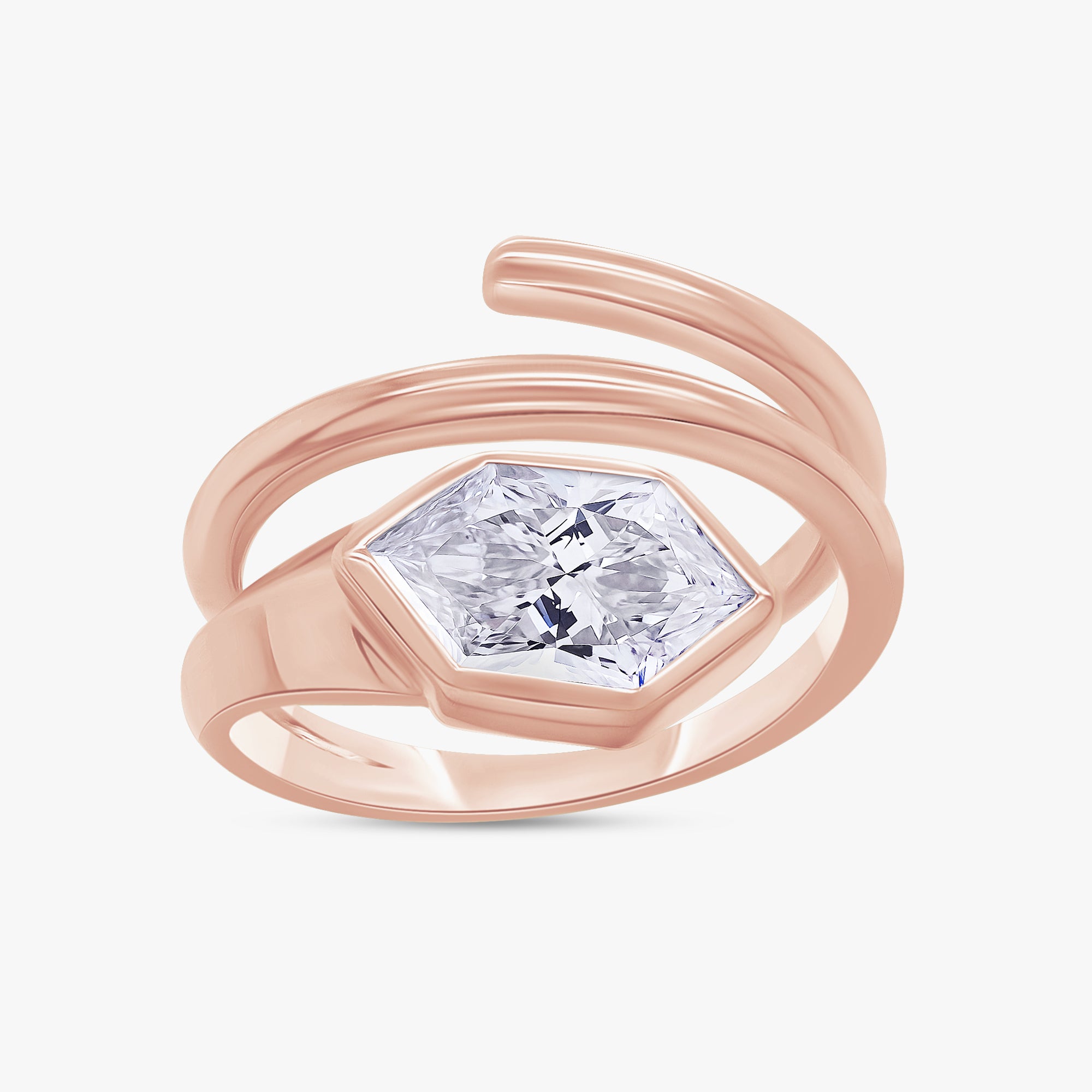 1.60 Carat Step-Cut Hexagon Lab Grown Diamond Solitaire  Ring