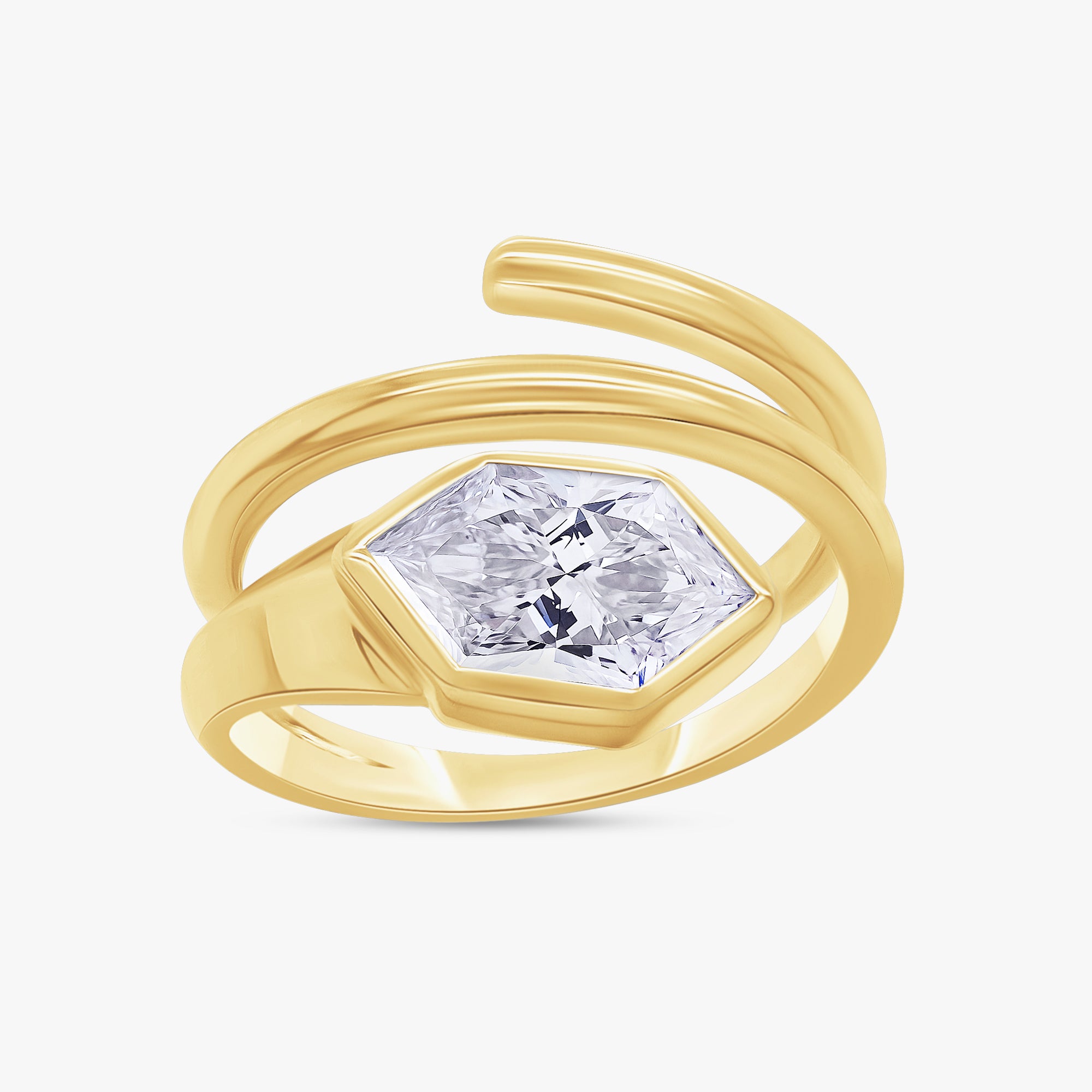 1.60 Carat Step-Cut Hexagon Lab Grown Diamond Solitaire  Ring