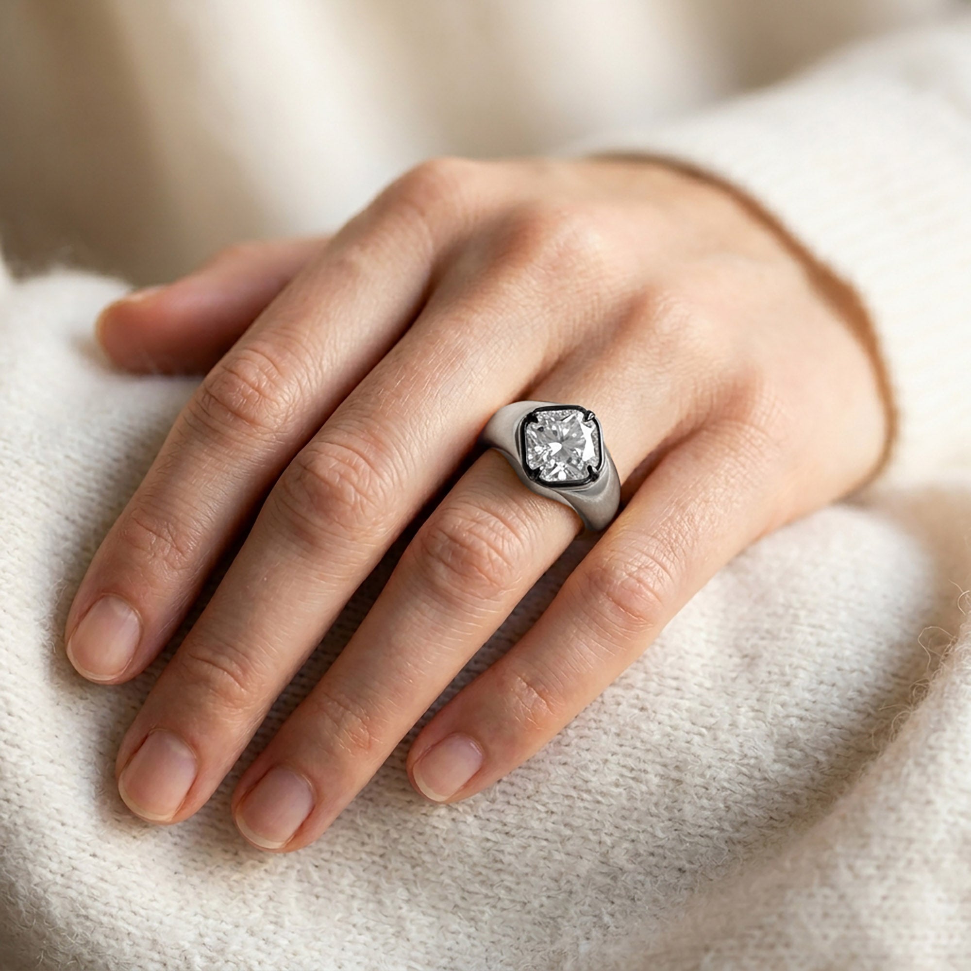 2.00 Carat Asscher Cut Lab Grown Diamond Solitaire Engagement Ring