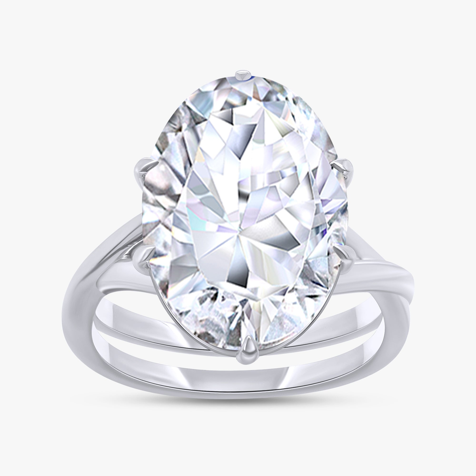 6.20 Carat Oval Cut Lab Grown Diamond Solitaire Engagement Ring