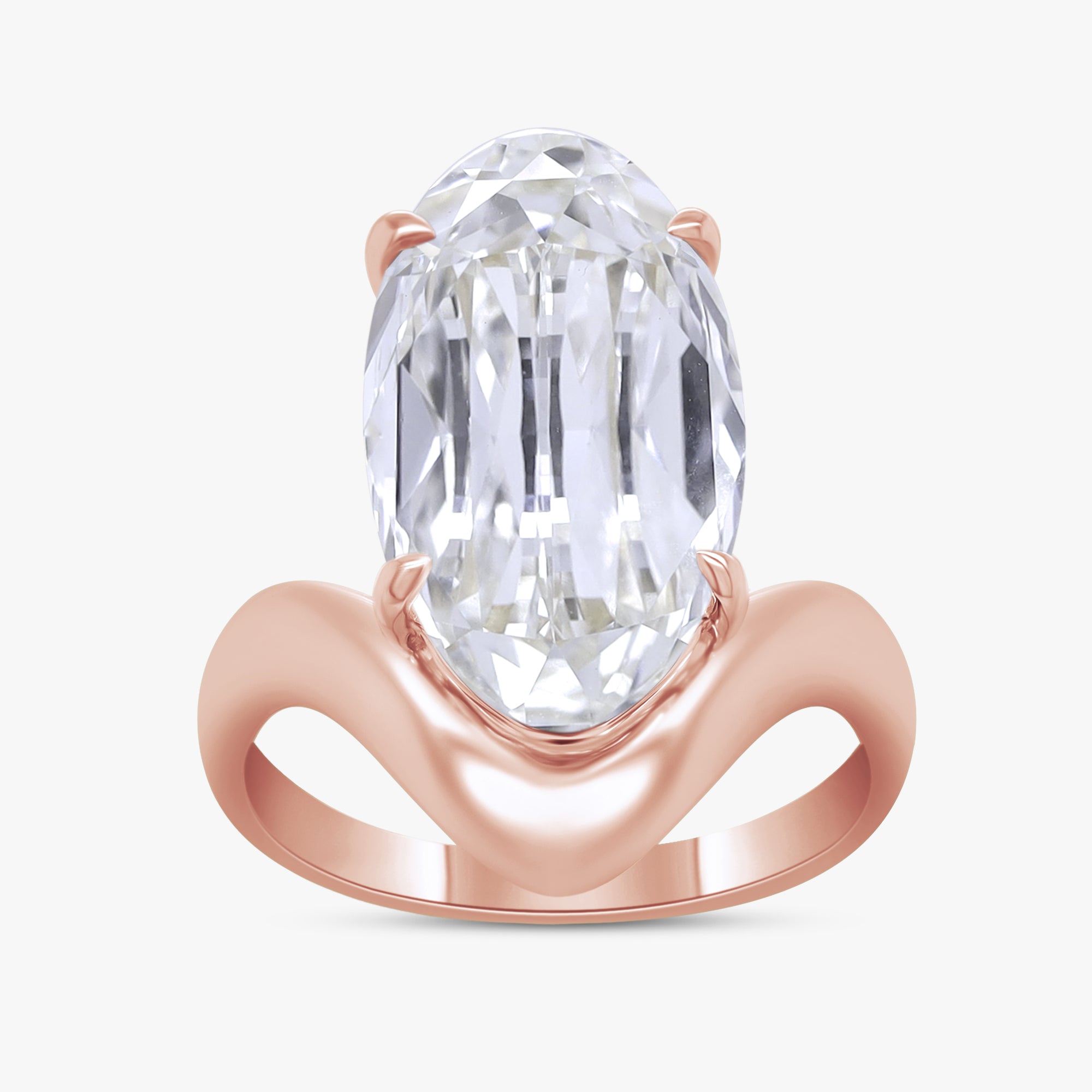 5.20 Carat Oval Cut Lab Grown Diamond Solitaire Engagement Ring