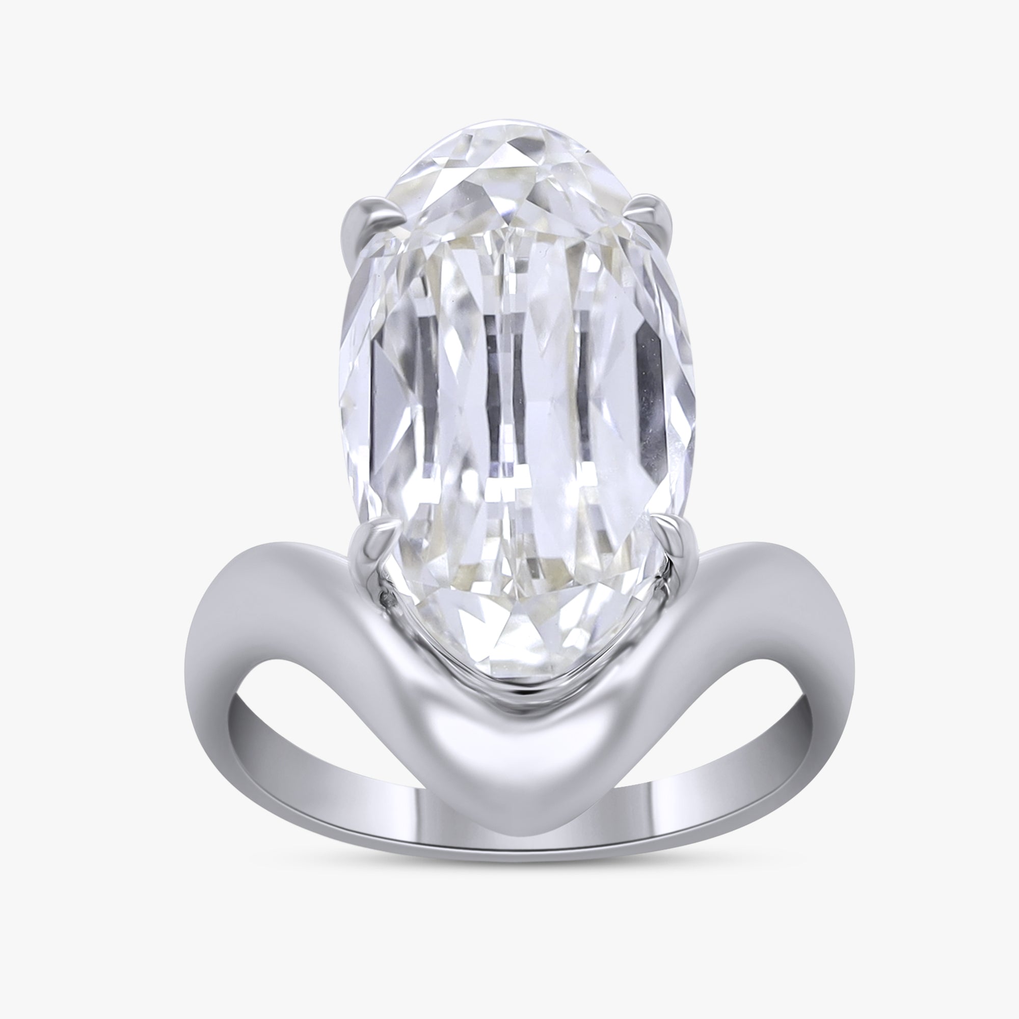 5.20 Carat Oval Cut Lab Grown Diamond Solitaire Engagement Ring