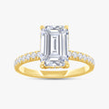 3.00 Carat Emerald and Round Cut Lab Grown Diamond Hidden Halo Ring