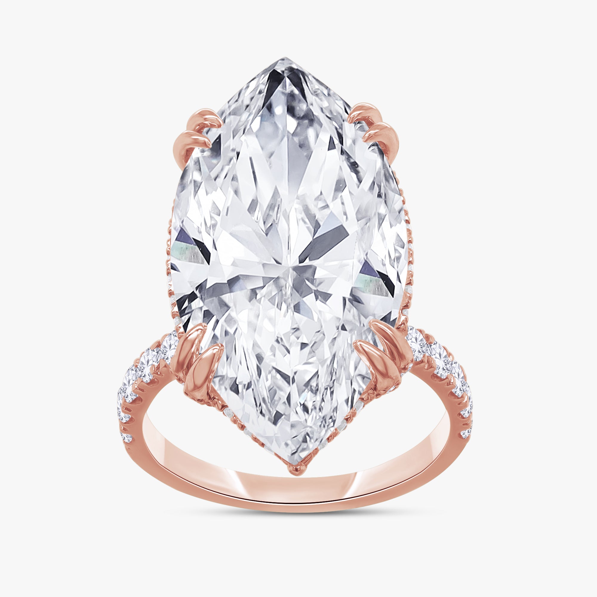 11.50 Carat Marquise Cut Lab Grown Diamond Hidden Halo Engagement Ring