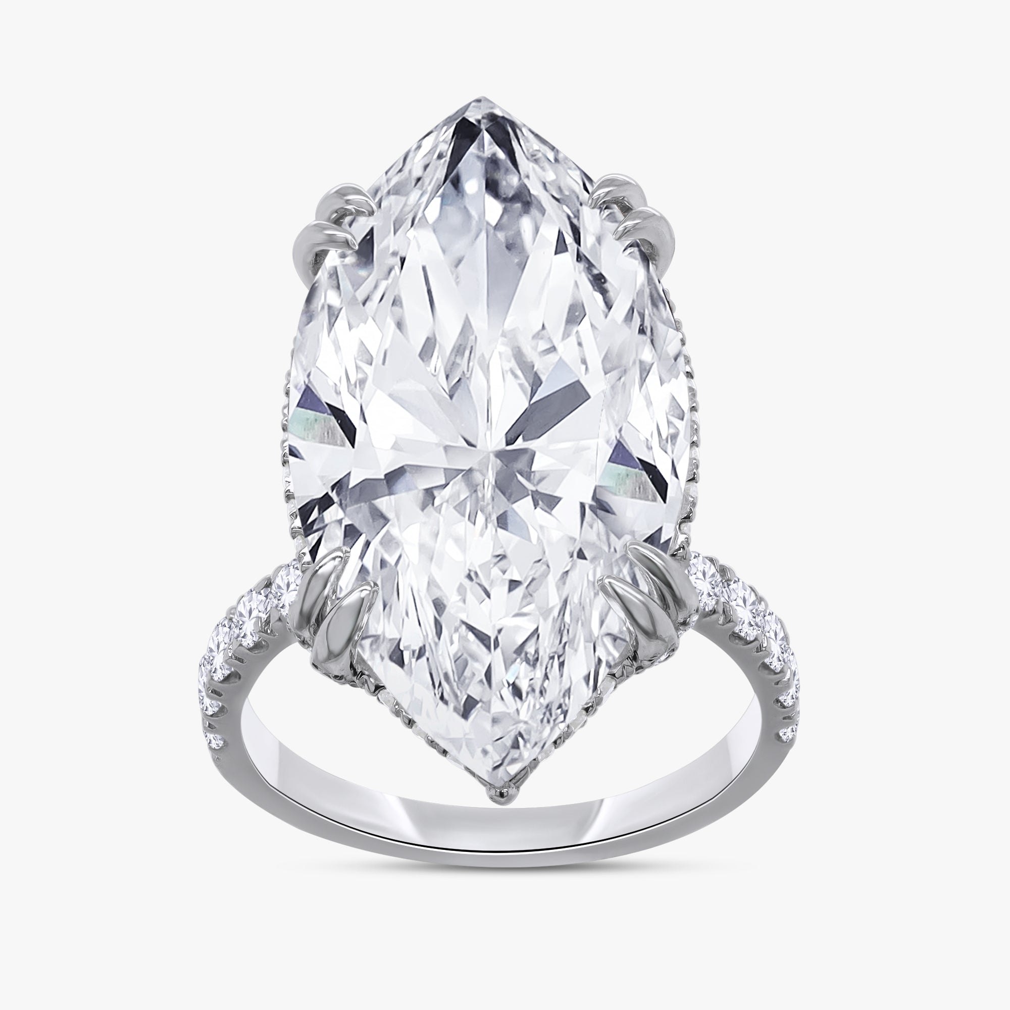 11.50 Carat Marquise Cut Lab Grown Diamond Hidden Halo Engagement Ring