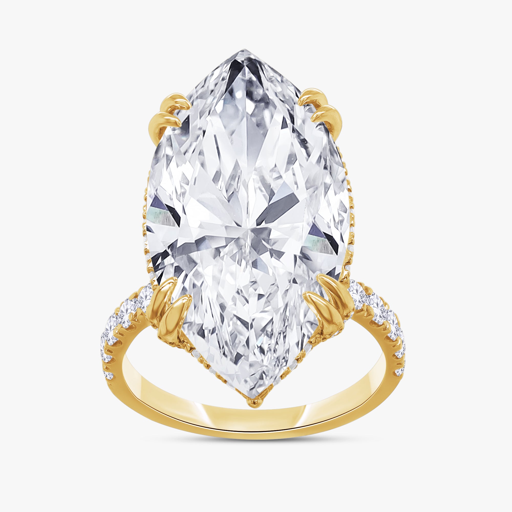 11.50 Carat Marquise Cut Lab Grown Diamond Hidden Halo Engagement Ring