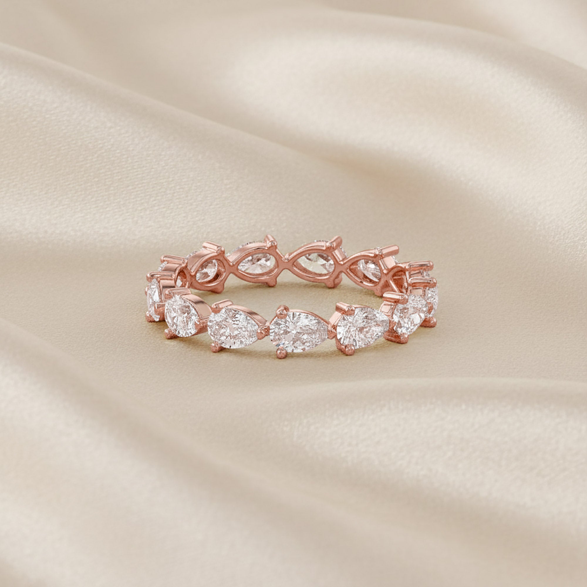 1.40 Carat Pear Shape Lab Grown Diamond Eternity Band Ring