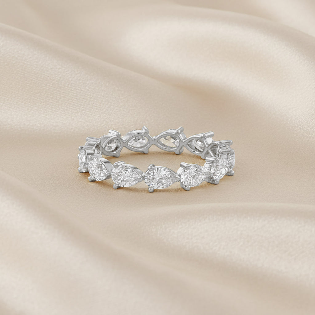 1.40 Carat Pear Shape Lab Grown Diamond Eternity Band Ring