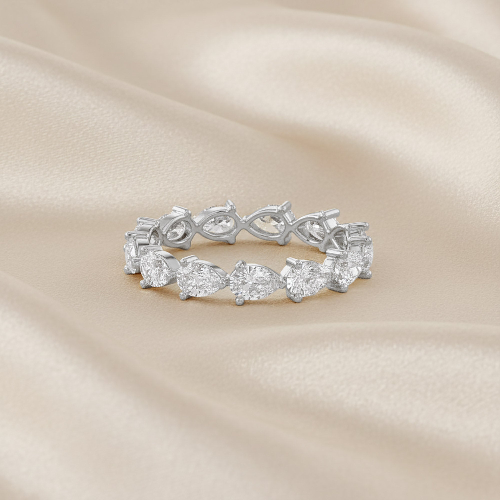 1.40 Carat Pear Shape Lab Grown Diamond Eternity Band Ring