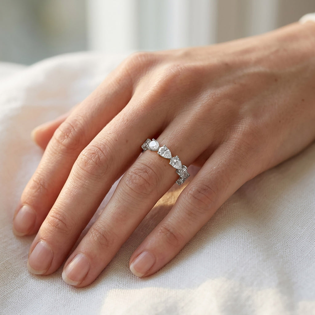1.40 Carat Pear Shape Lab Grown Diamond Eternity Band Ring