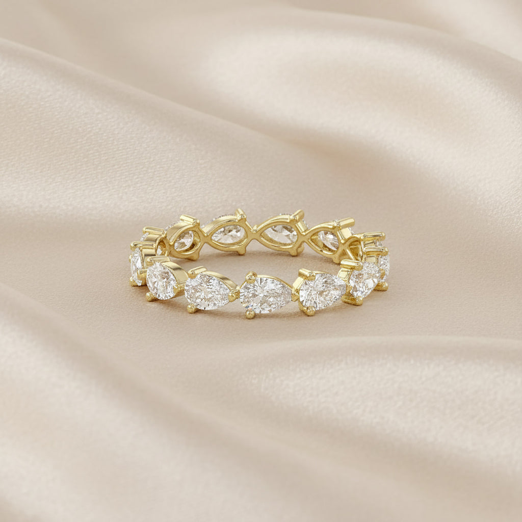 1.40 Carat Pear Shape Lab Grown Diamond Eternity Band Ring