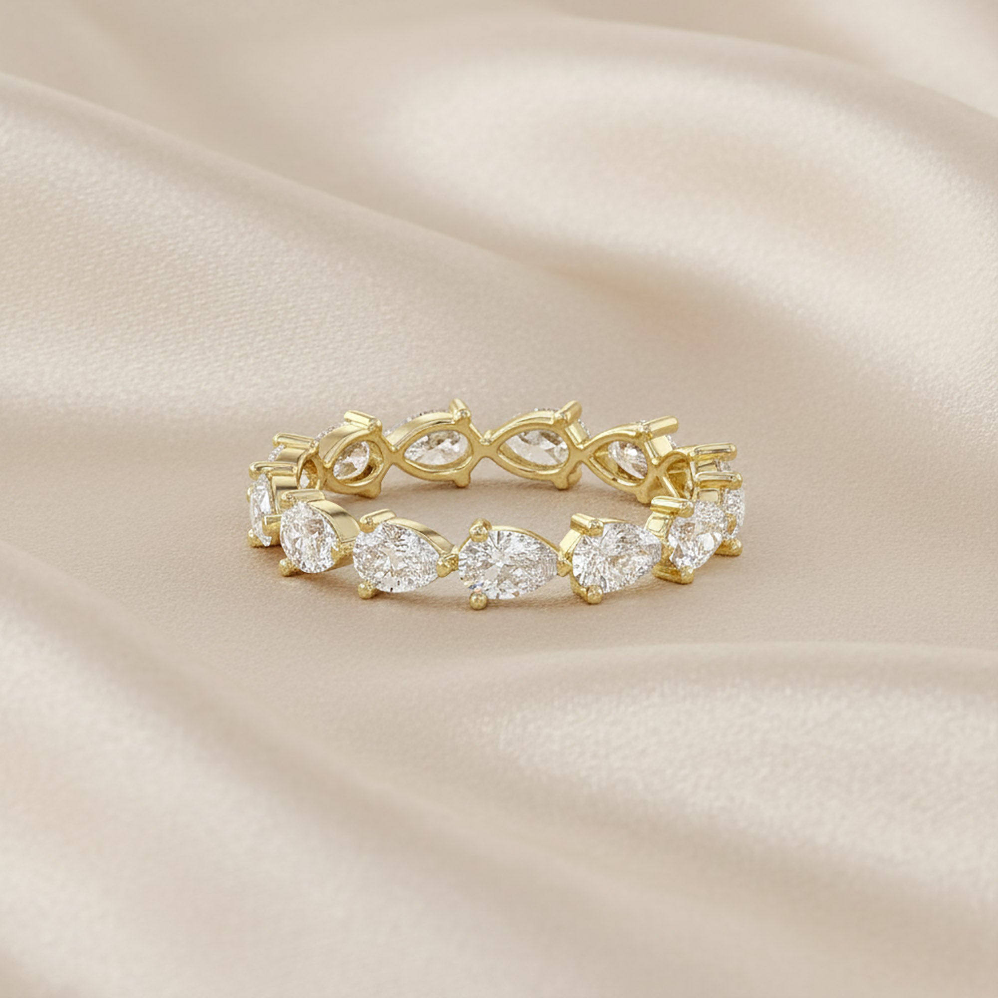 1.40 Carat Pear Shape Lab Grown Diamond Eternity Band Ring