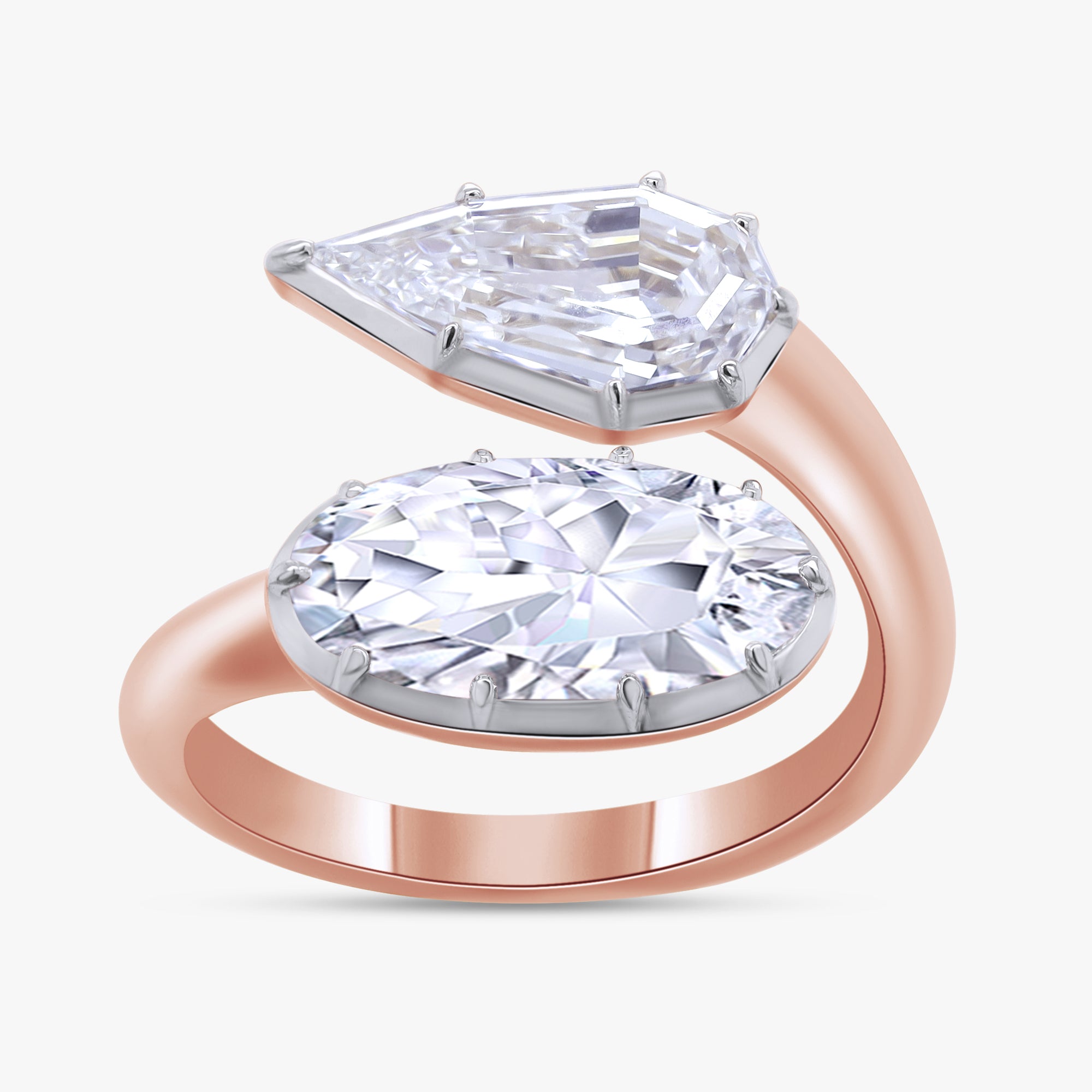 3.70 Carat Lab Grown Diamond Toi et Moi Engagement Ring