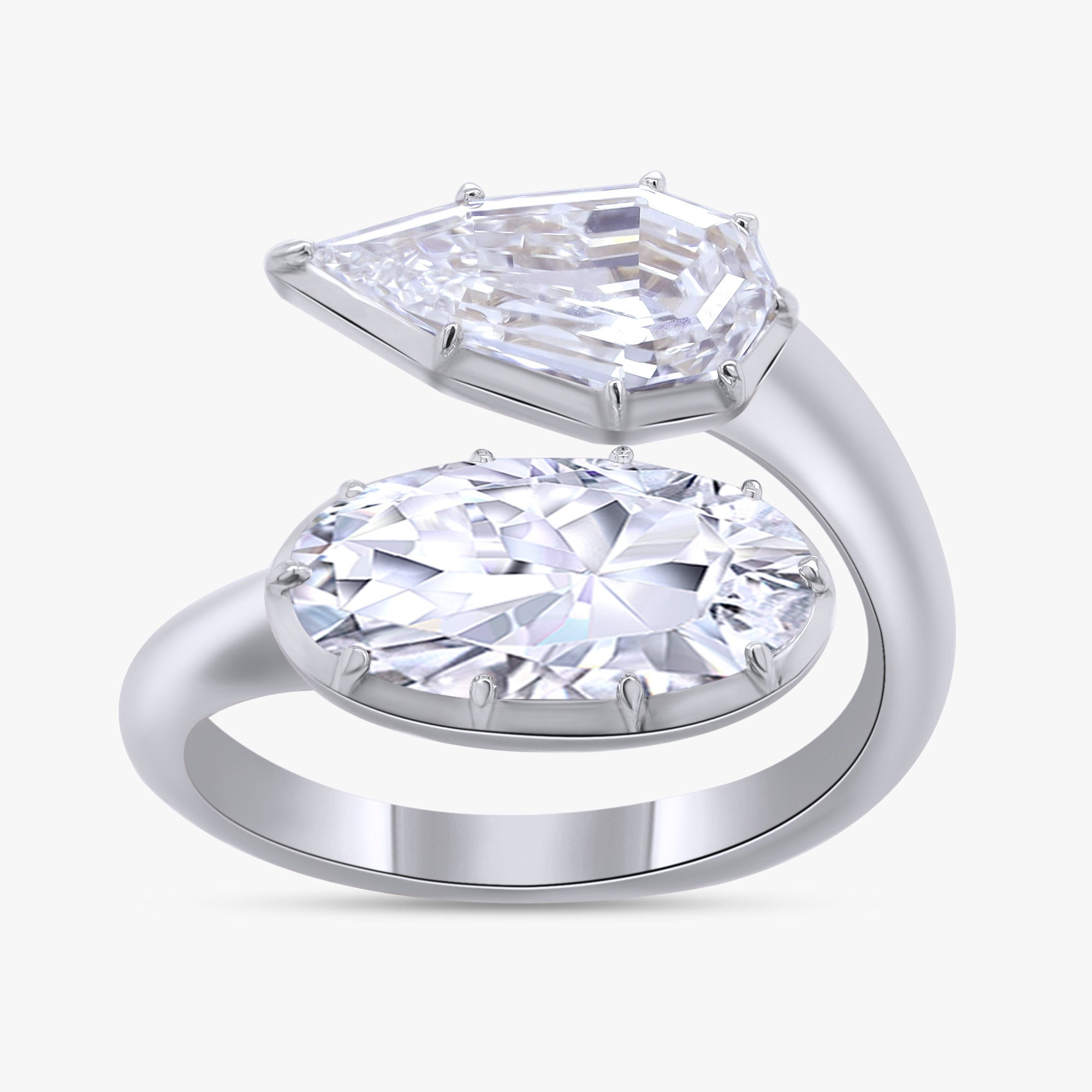 3.70 Carat Lab Grown Diamond Toi et Moi Engagement Ring