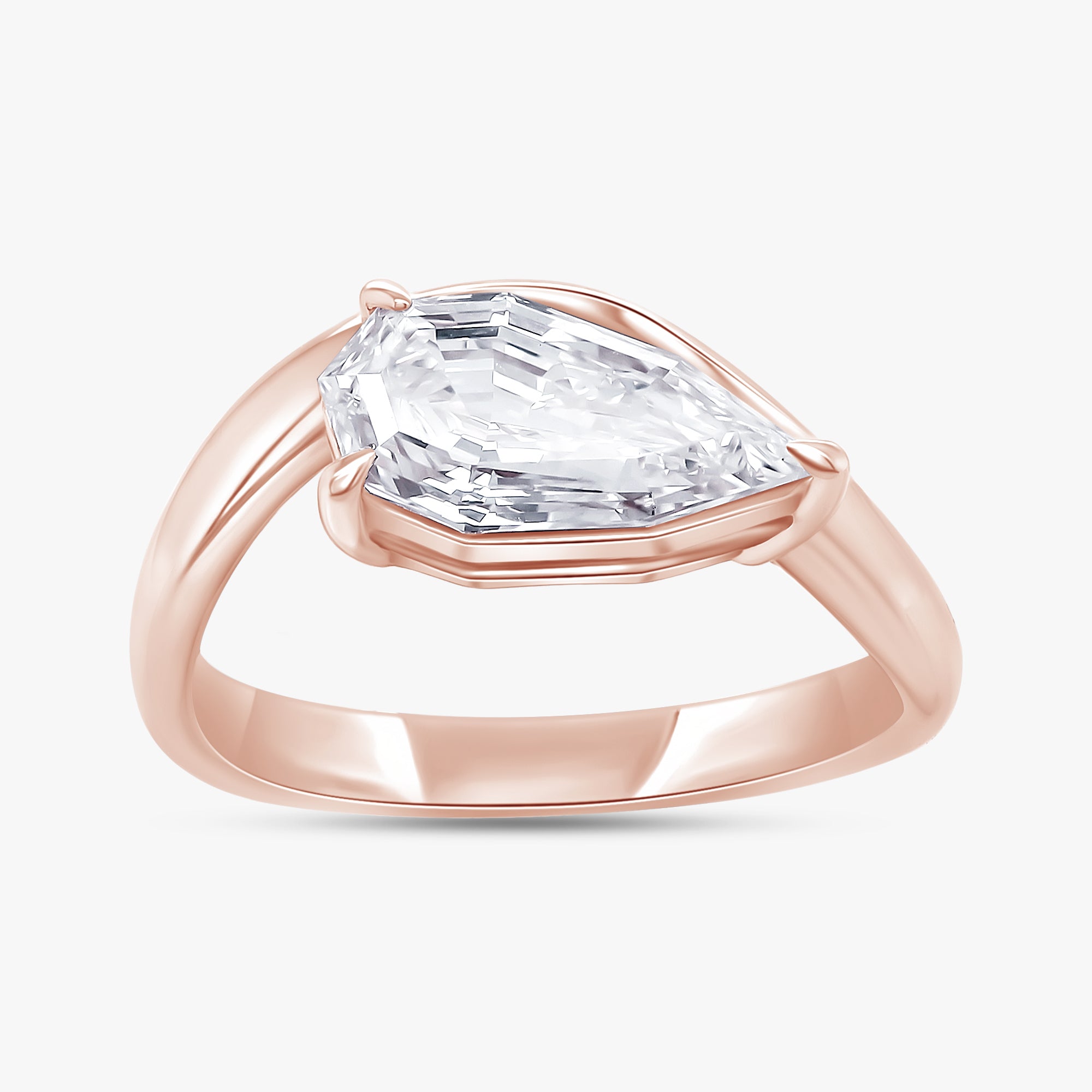 1.50 Carat Pear Shape Lab Grown Step Cut Diamond Ring