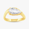 1.50 Carat Pear Shape Lab Grown Step Cut Diamond Ring