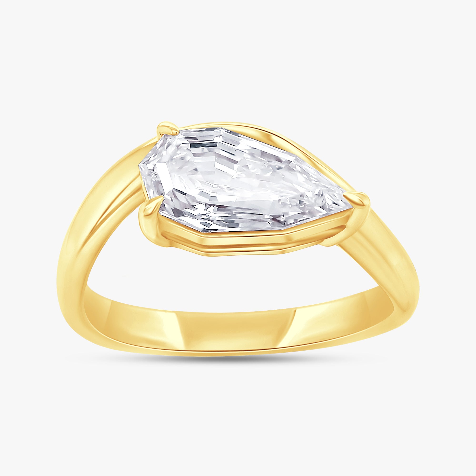 1.50 Carat Pear Shape Lab Grown Step Cut Diamond Ring