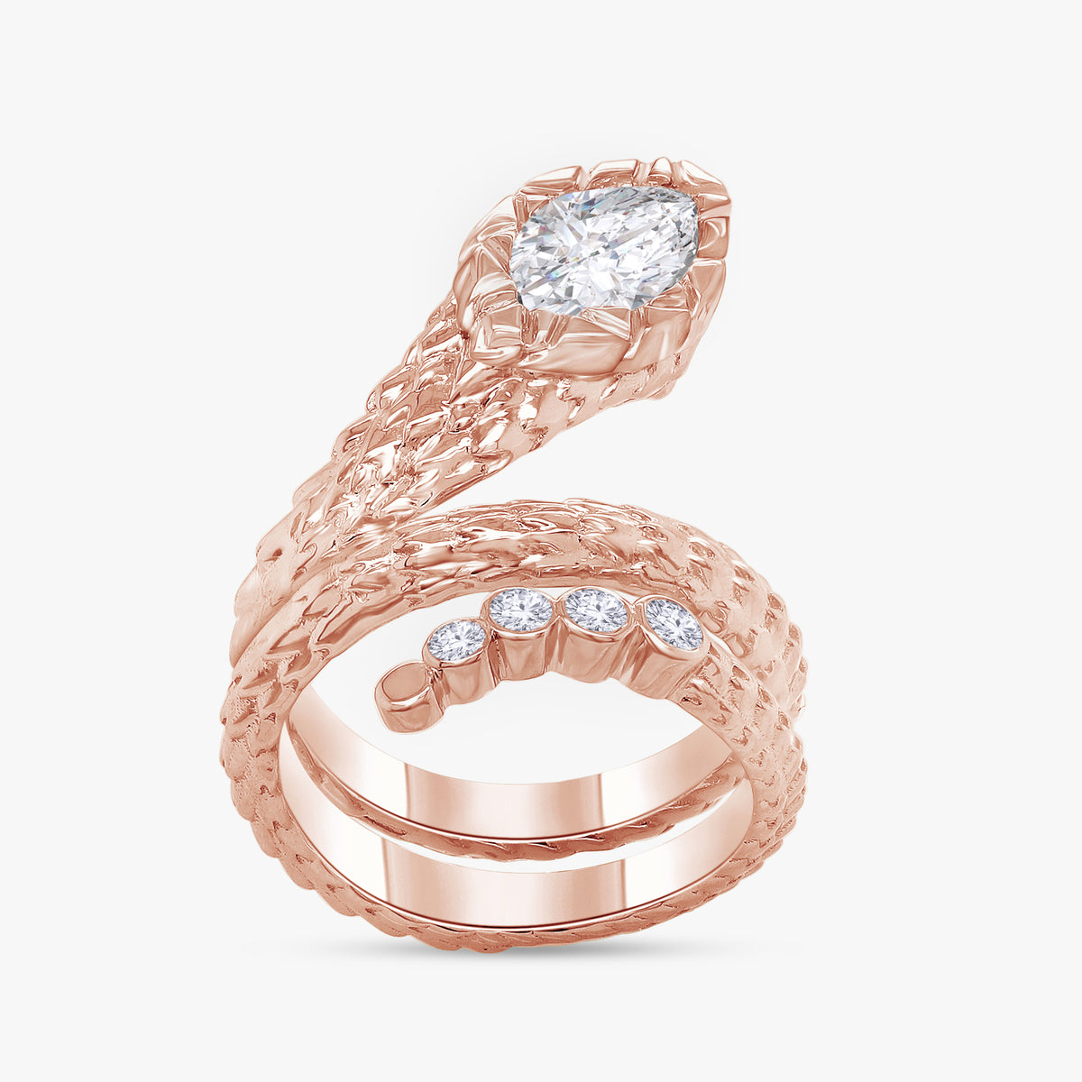 0.85 Carat Lab Grown Diamond and Gemstone Snake Ring