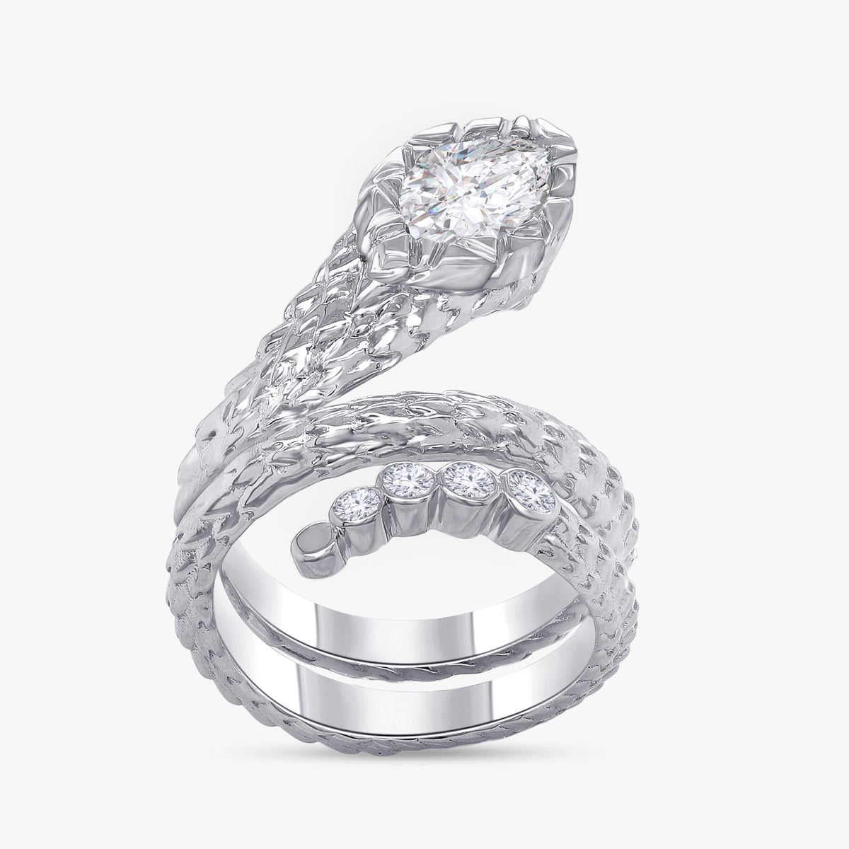 0.85 Carat Lab Grown Diamond and Gemstone Snake Ring