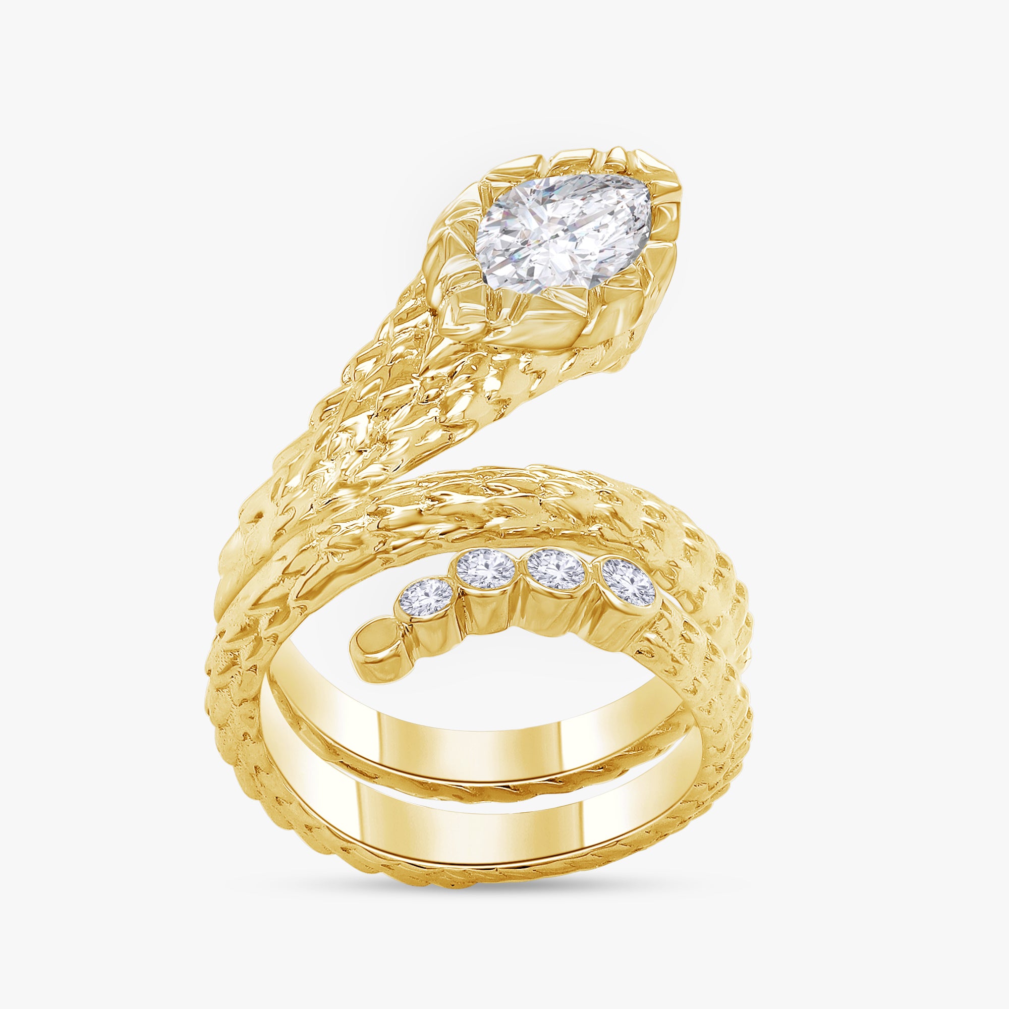 0.85 Carat Lab Grown Diamond and Gemstone Snake Ring
