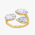 3.00 Carat Lab Grown Diamond 3-Stone Toi et Moi Engagement Ring