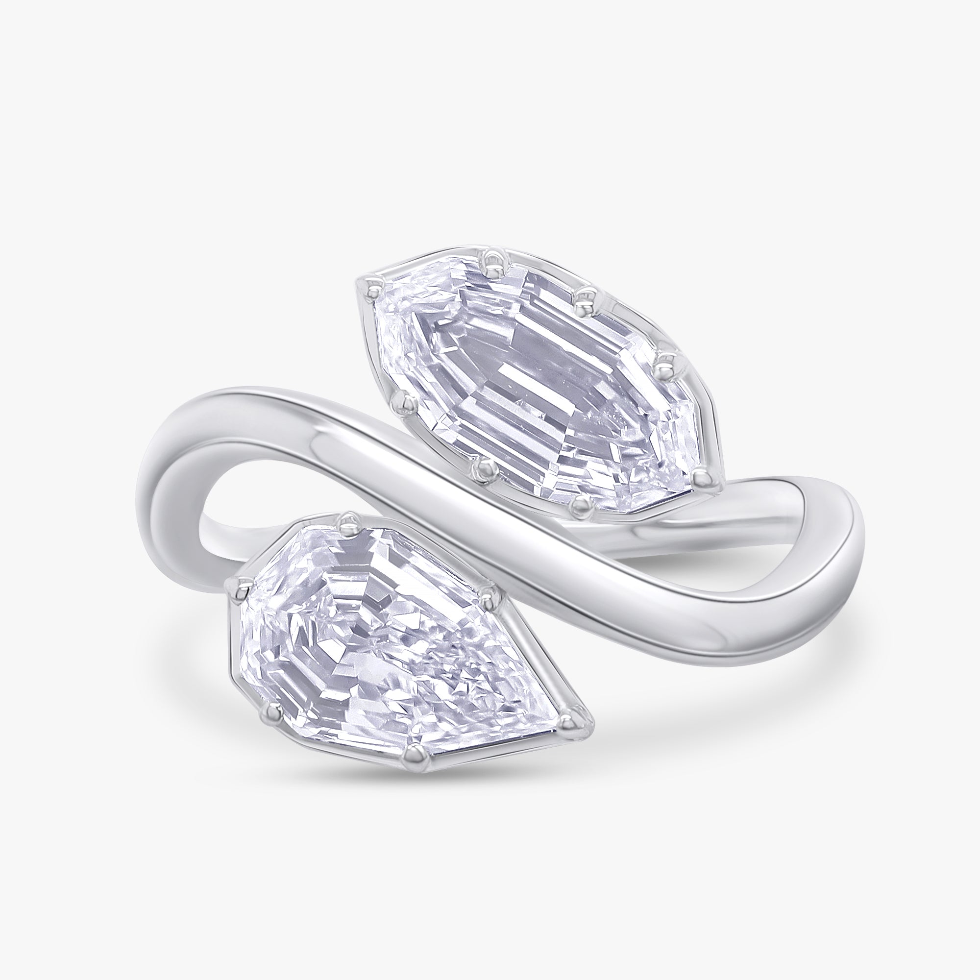 Pear and Marquise Shape 2.10 Carat lab Grown Diamond Two Tone Engagement Rings