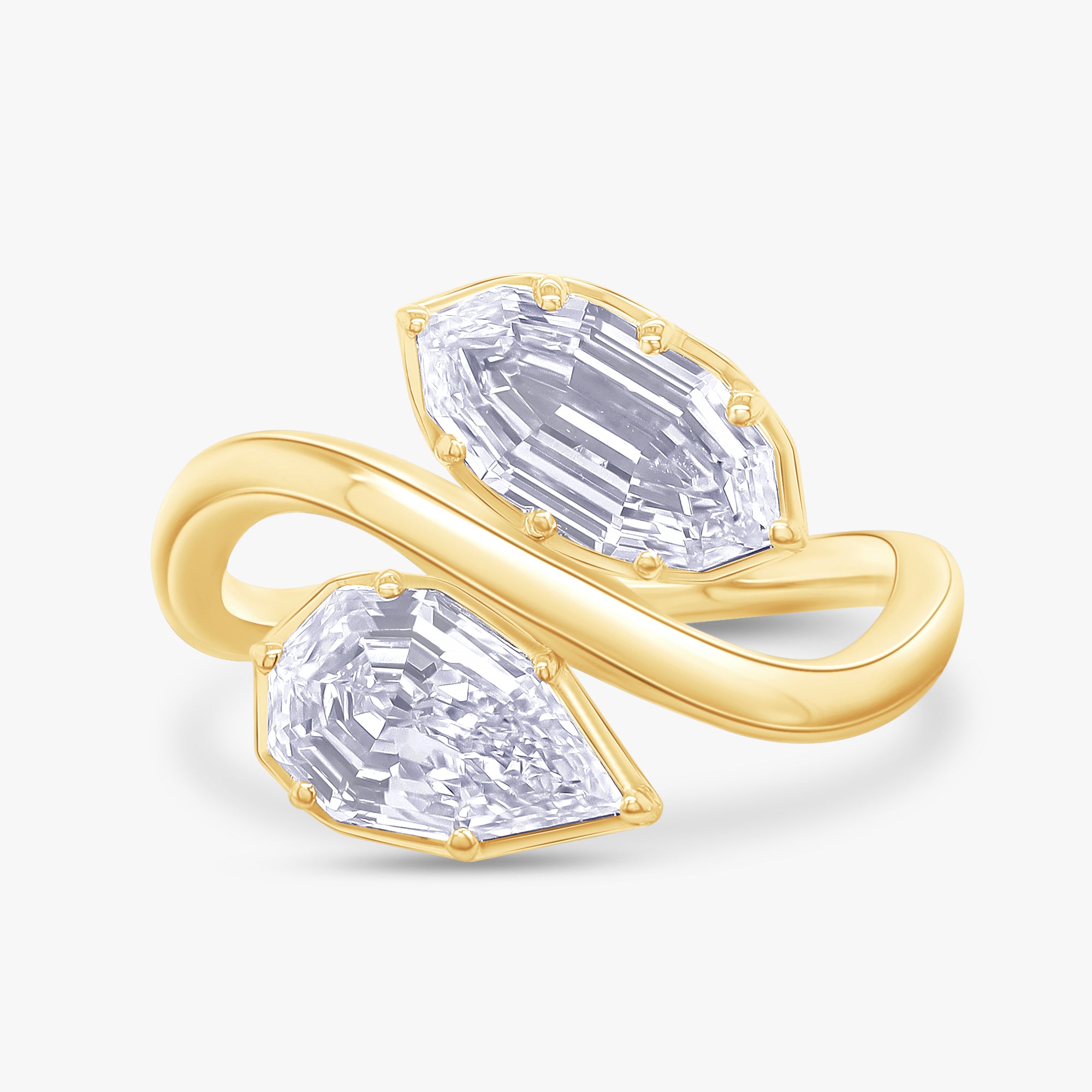 Pear and Marquise Shape 2.10 Carat lab Grown Diamond Two Tone Engagement Rings