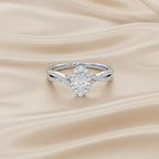 0.55 Carat Oval and Round Cut Lab Grown Diamond Halo Engagement Ring