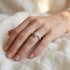 0.55 Carat Oval and Round Cut Lab Grown Diamond Halo Engagement Ring